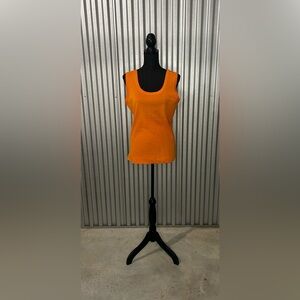 Women’s Misook Orange Designer Acrylic Polyester Sleeveless Top Size Medium